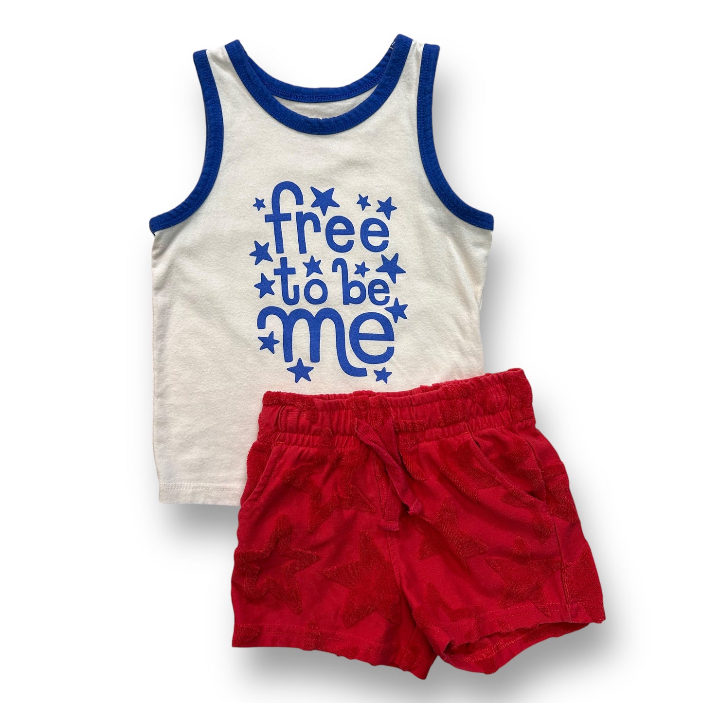 Cat & Jack Boys 4th of July Outfit Size 18 Months Sleeveless Tank and Shorts Set