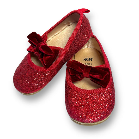 H&M Toddler Girl Size 5.5 Red Sparkle Flats Dress Shoes