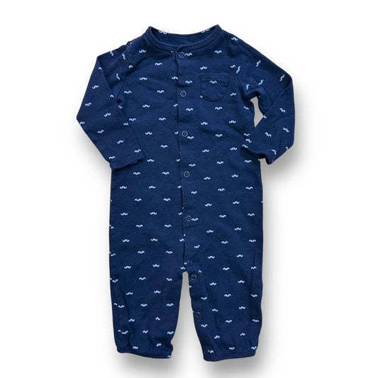 Boys Carter's Size 6 Months Navy Mustache Print Snap-Up Romper