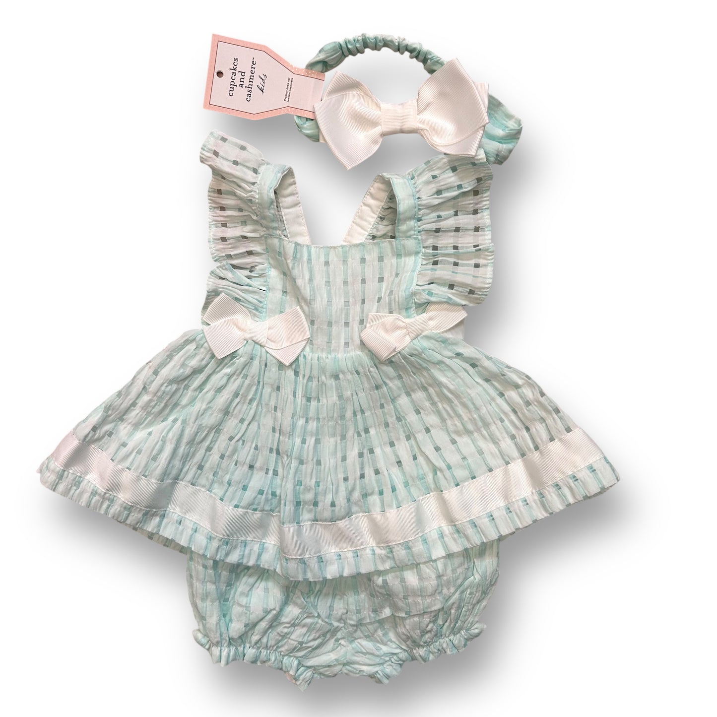 NEW! Cupcakes and Cashmere Girls Size 12 Months 3pc Boutique Outfit with Hair Bow