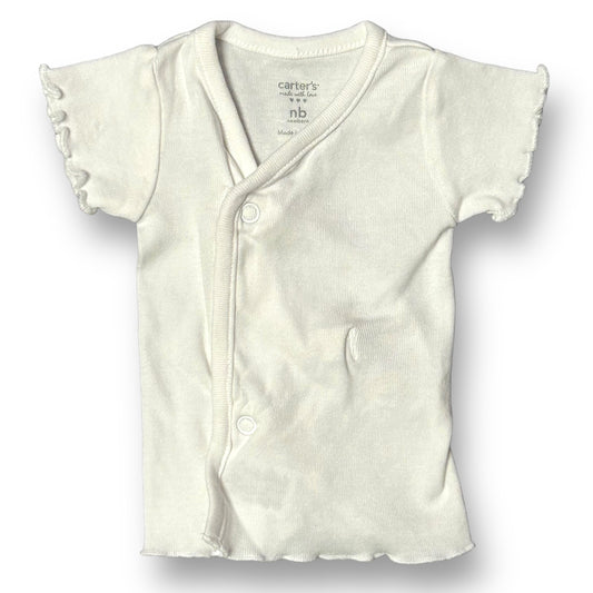 Girls Carter's Size Newborn White Side Button Short Sleeve Shirt