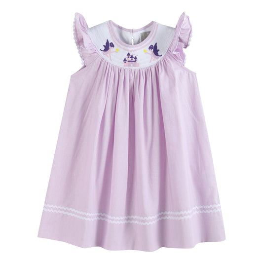 NEW! Lil Cactus Size 2T Purple Fairy Castle Smocked Bishop Dress