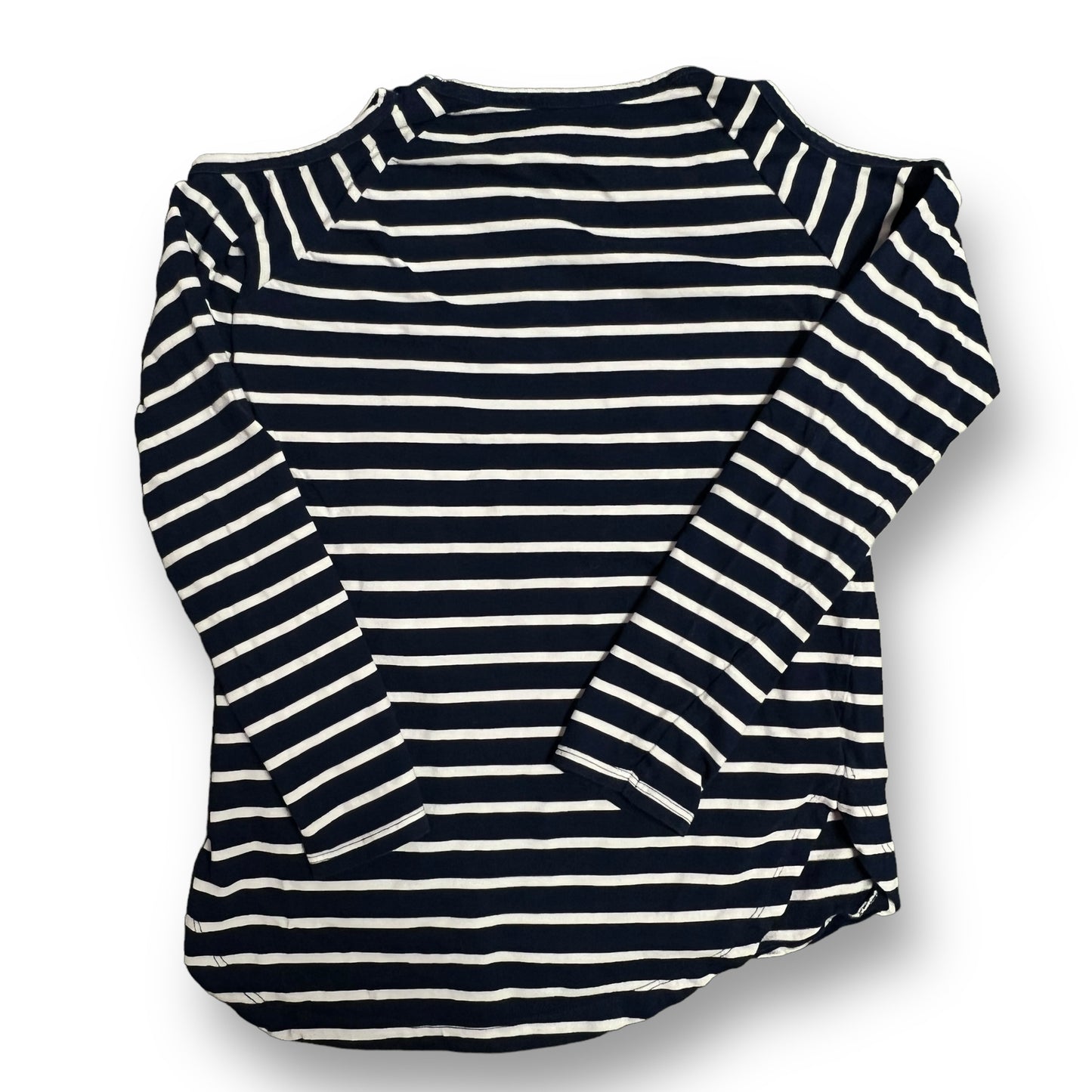 Girls OshKosh Size 10/12 Dark Blue Striped Long Sleeve Cold Shoulder Shirt