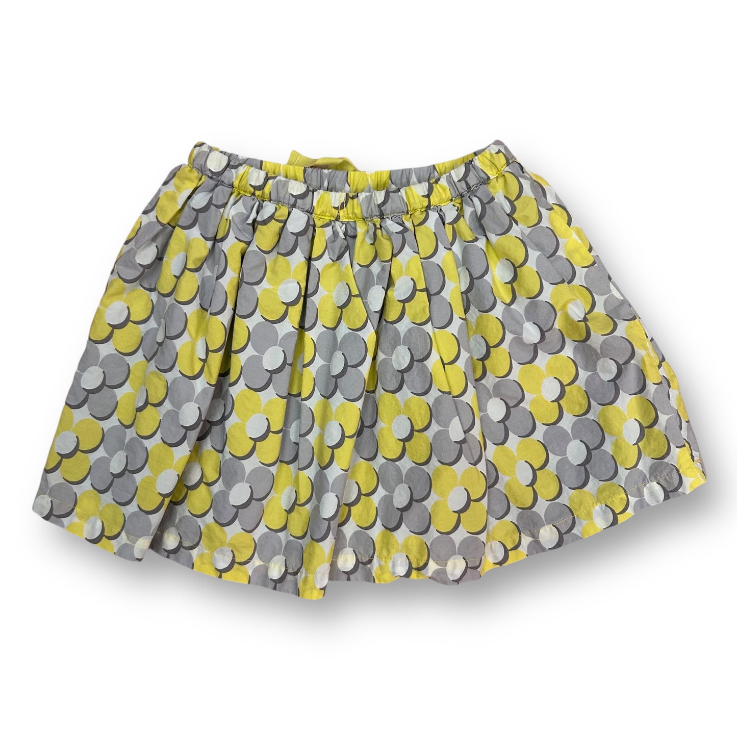 Mini Boden Toddler Girl Size 2/3 Gray & Yellow Floral Print Pull-On Skirt