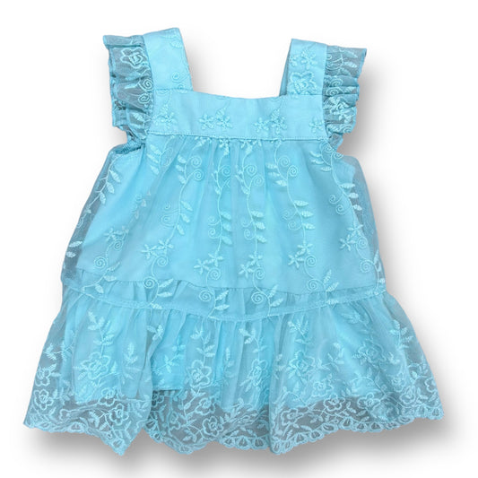 Girls Koala Kids Size 6-9 Months Aqua Embroidered Lace Short Sleeve Dress