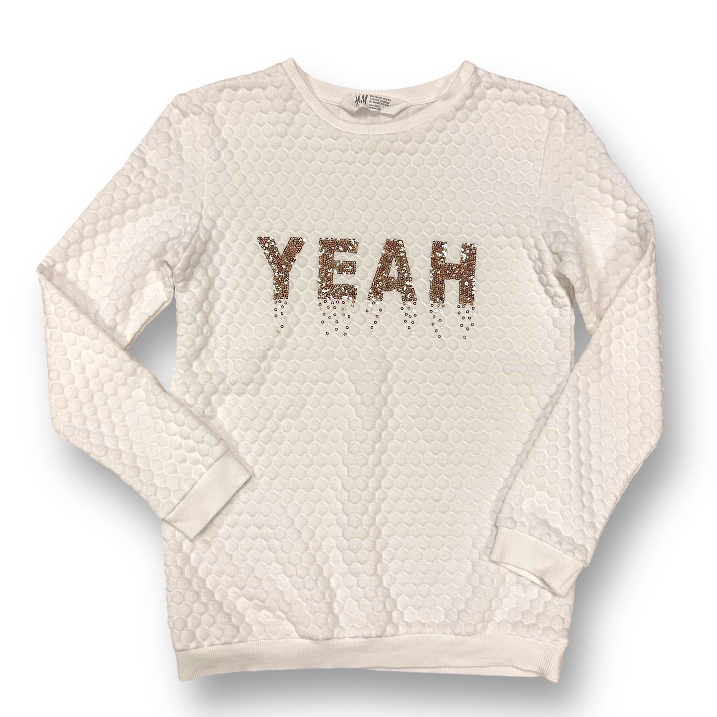 H&M Youth Girl Size 8/10 'Yeah' Lightweight Quilted Pullover