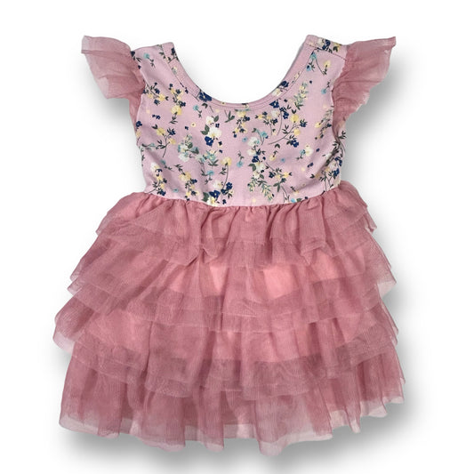 Girls Dot Dot Smile Size 12-24 Months Pink Blush Floral Tulle Bottom Dress