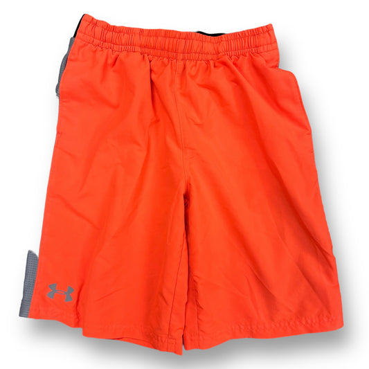 Boys Under Armour Size YLG 12/14 Bright Orange Loose Fit Athletic Shorts