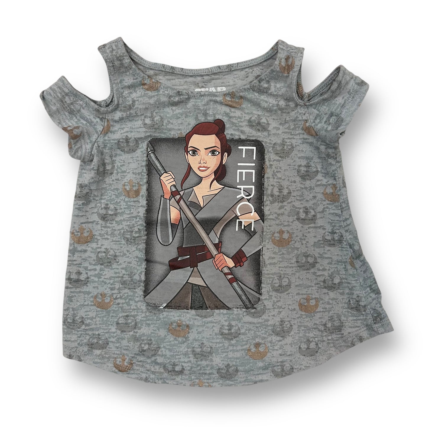 Girls Size 4/5 Shirt Star Wars Rey Gray Cold Shoulder Top