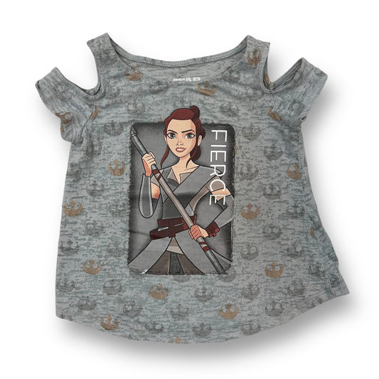 Girls Size 4/5 Shirt Star Wars Rey Gray Cold Shoulder Top