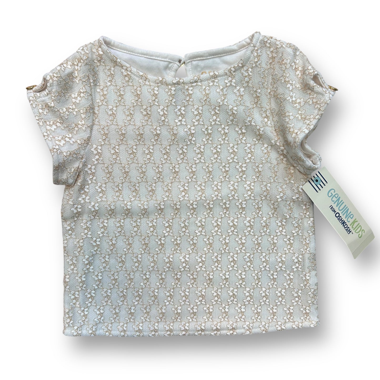 NEW! OshKosh Toddler Girl Size 18 Months Shimmery Gold Short Sleeve Blouse