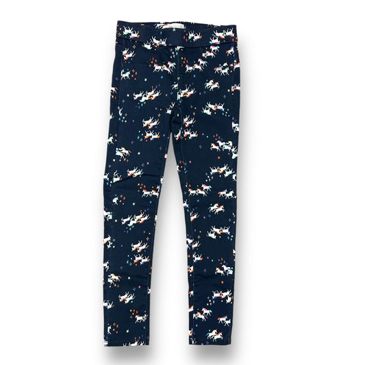 Girls Size 7 Pants Navy Blue Unicorn Print Pull-On Jeggings with Pockets