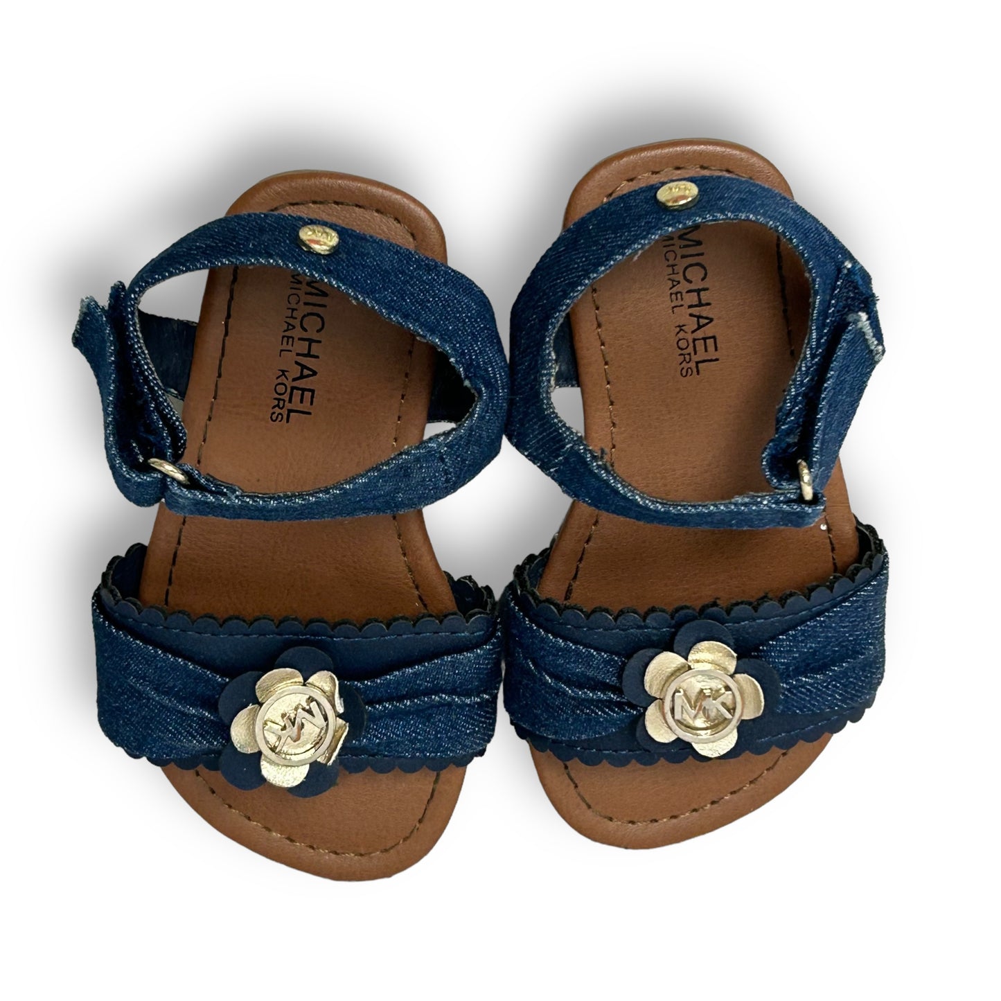 Michael Kors Toddler Girl Size 7 Denim Flower Easy-On Sandals