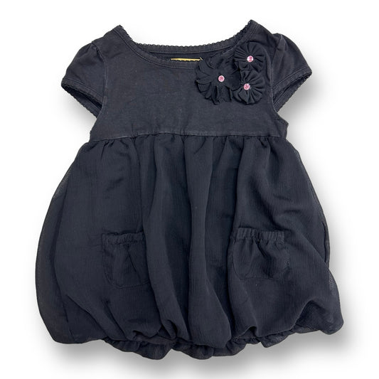 Nicole Miller Girls Size 3T Bubble-Hem Short Sleeve Black Dress with Accents