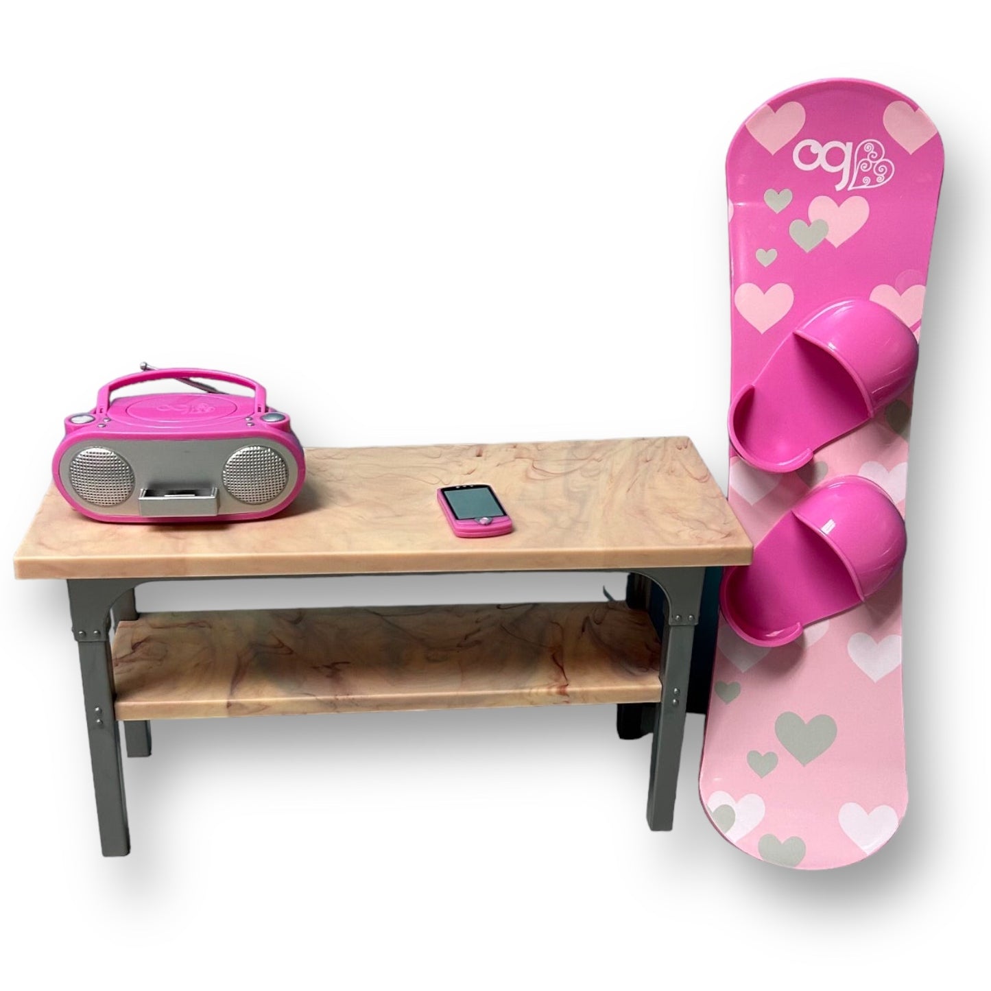 18" Doll Snowboard, Cell Phone, Boombox, & Desk Bundle Bag for American Girl