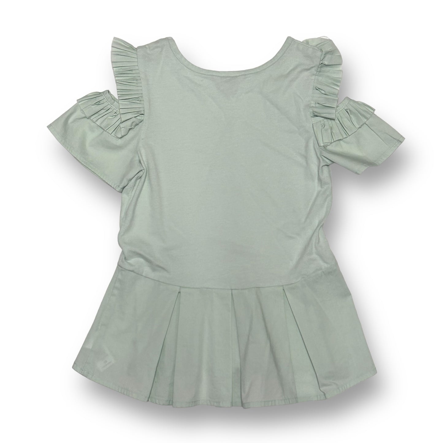 Girls Habitual Girl Size 10/12 Light Sage Green Pleated Ruffle Boutique Blouse
