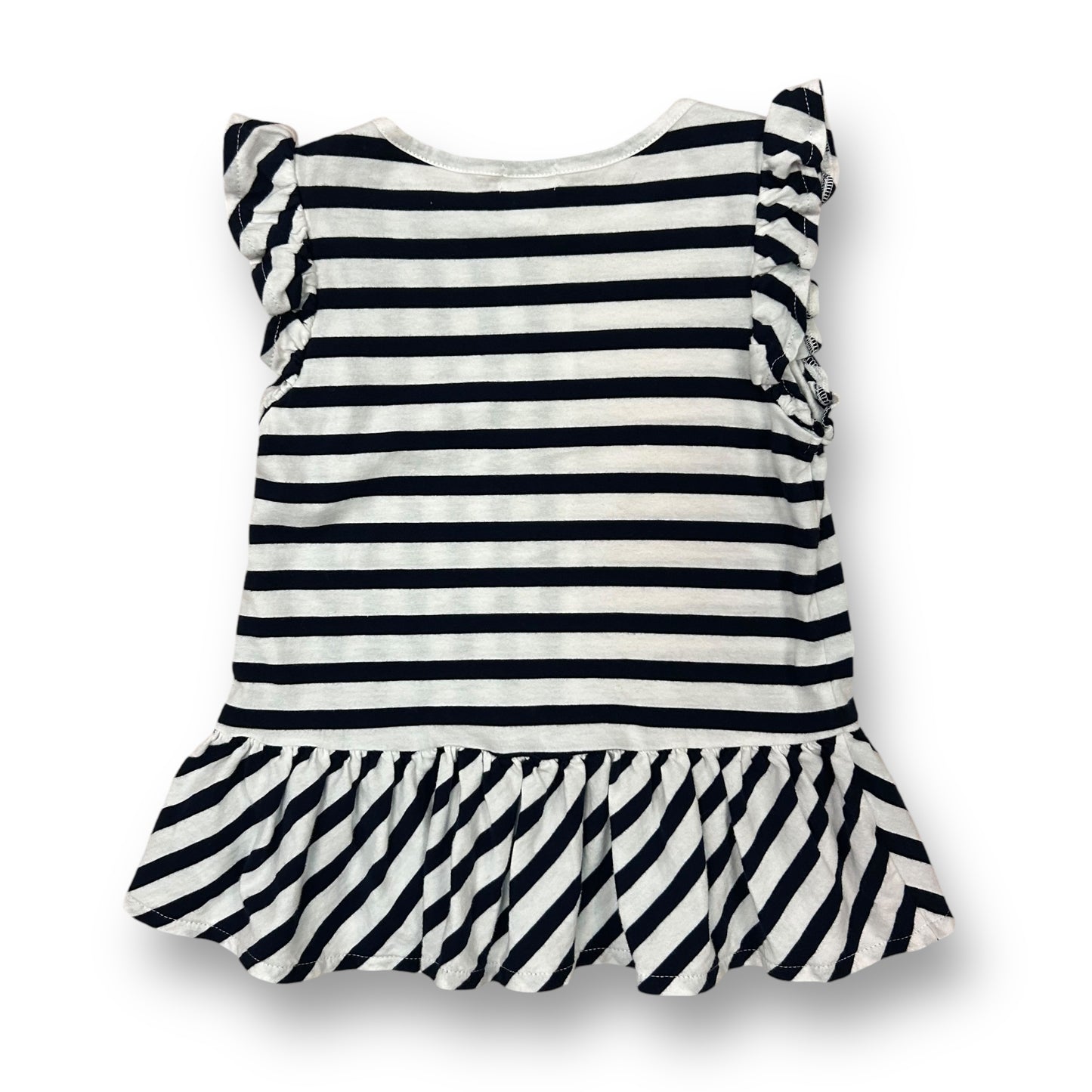 Crewcuts Girls Size 4/5 Navy & White Striped Flutter Sleeve Top