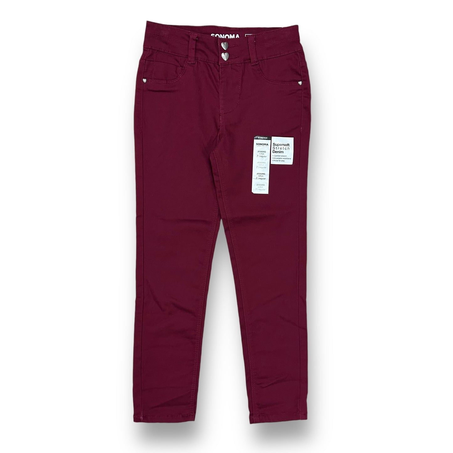 NEW! Sonoma Girls Size 7 Pants Soft Stretch Burgundy Jeggings