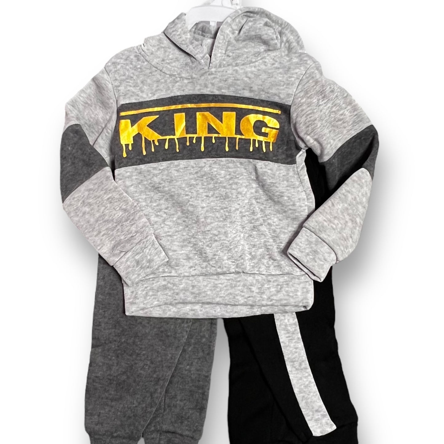 NEW! Boys Size 2T Gray 3-Pc King Hoodie & Sweatpants Outfit Set