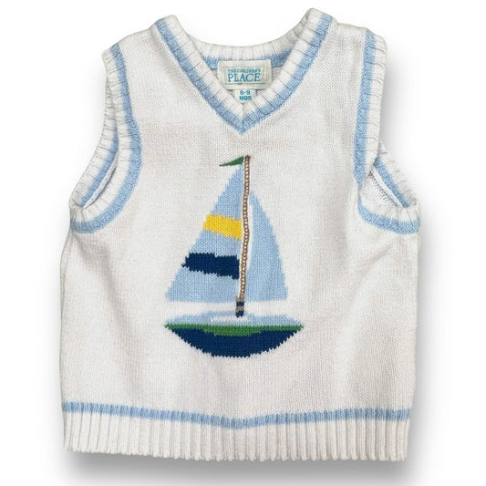 Boys Children's Place Size 6-9 Months Blue & White Sailboat Sweater Vest