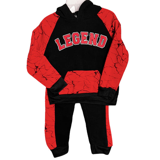 NEW! Boys Size 2T Red & Black Legend Pocket Hoodie & Sweatpants 2-Pc Outfit