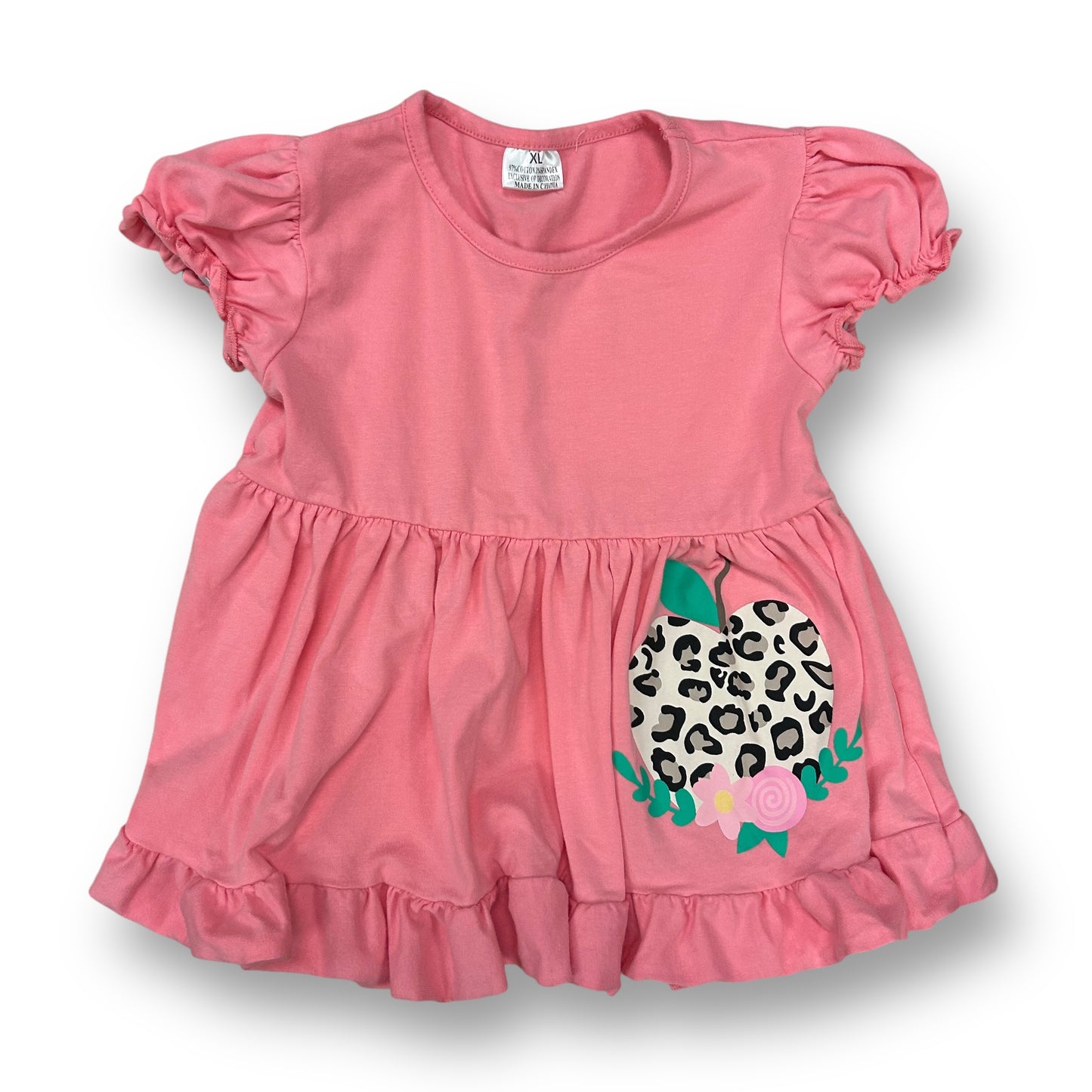 Girls Size 6/7 Outfit Pink & Gray Leopard Print 2-Pc Pants Set with Ruffles