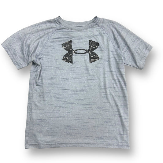 Boys Under Armour Size YLG 12/14 Gray Heatgear Loose Fit Short Sleeve Shirt