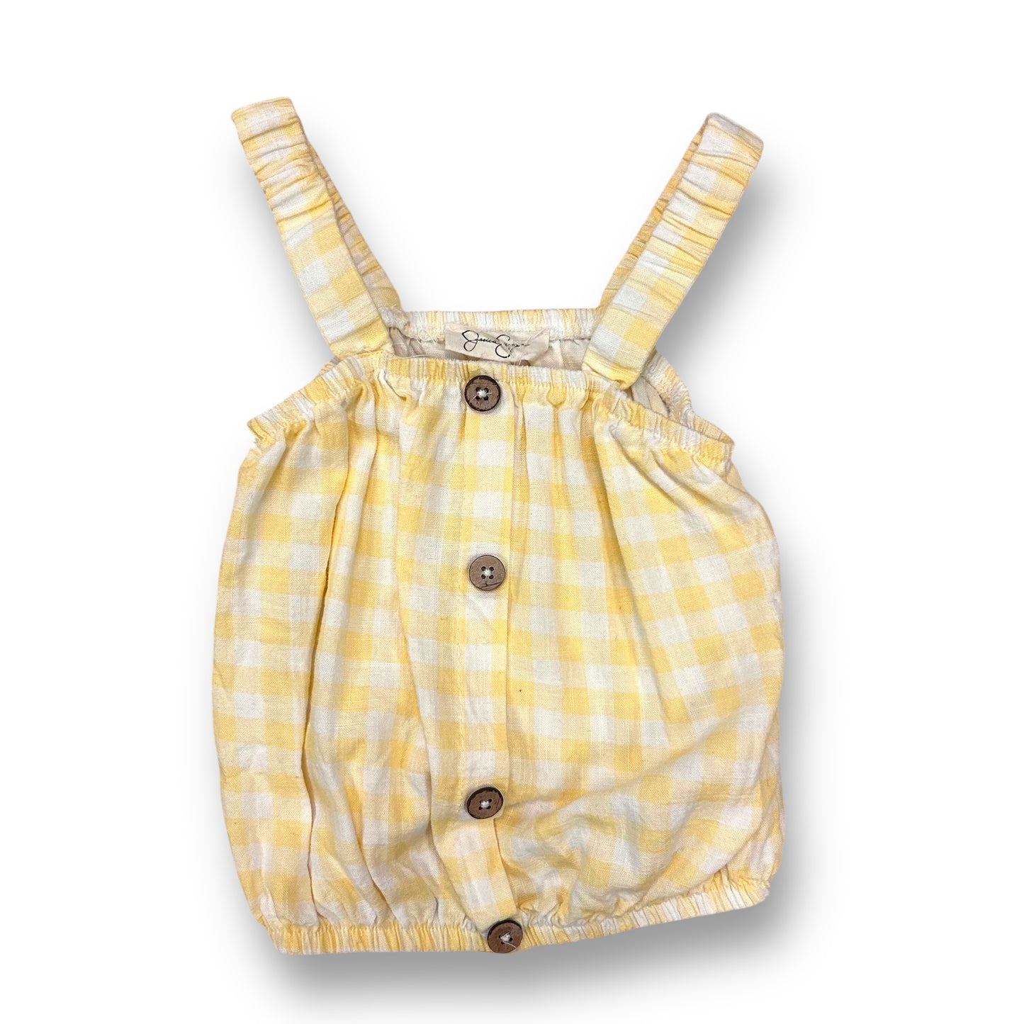 Jessica Simpson Girls Size 6X Tank Yellow Gingham Button Accent Crop Top