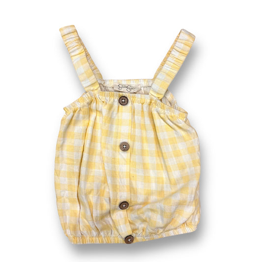 Jessica Simpson Girls Size 6X Tank Yellow Gingham Button Accent Crop Top