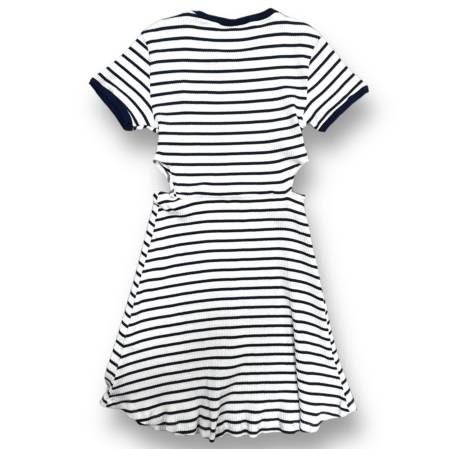Zara Girls Size 14 Youth Navy & White Ribbed Short Sleeve Dress