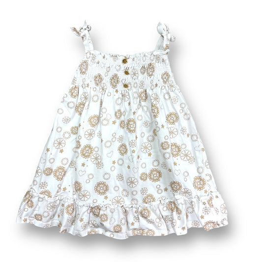Girls Savannah Size 3T White & Gold Shimmer Knit Sun Dress