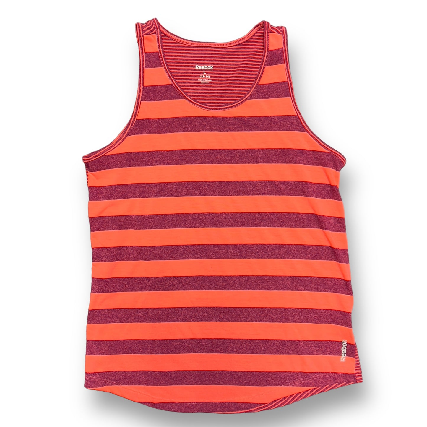 Reebok Girls Size 12/14 Youth Striped Pink & Orange Activewear Athletic Tank