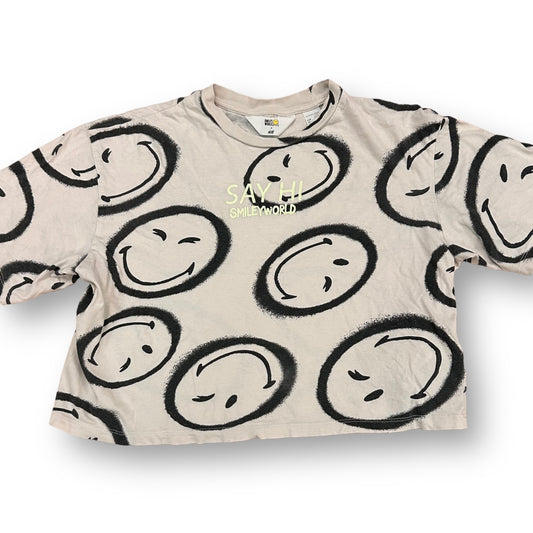 H&M Youth Girls Size 20 Smiley Face Cropped Tee