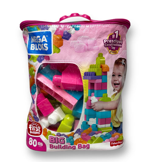 Mega Bloks First Builders Pink BIG Building Bag & Blocks