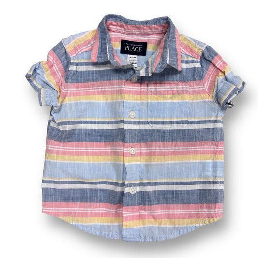 Boys Children's Place Size 9-12 Months Multi-Color Striped Short Sleeve Shirt