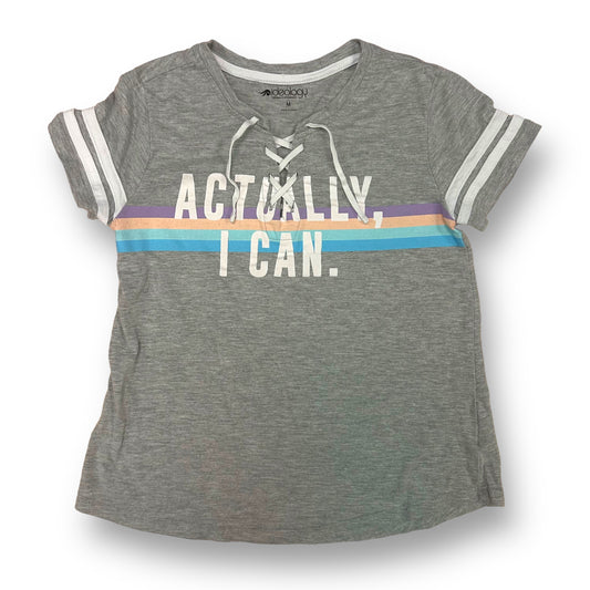 Ideology Girls Size 10/12 Youth M Gray Tie-Front Short Sleeve Activewear Shirt