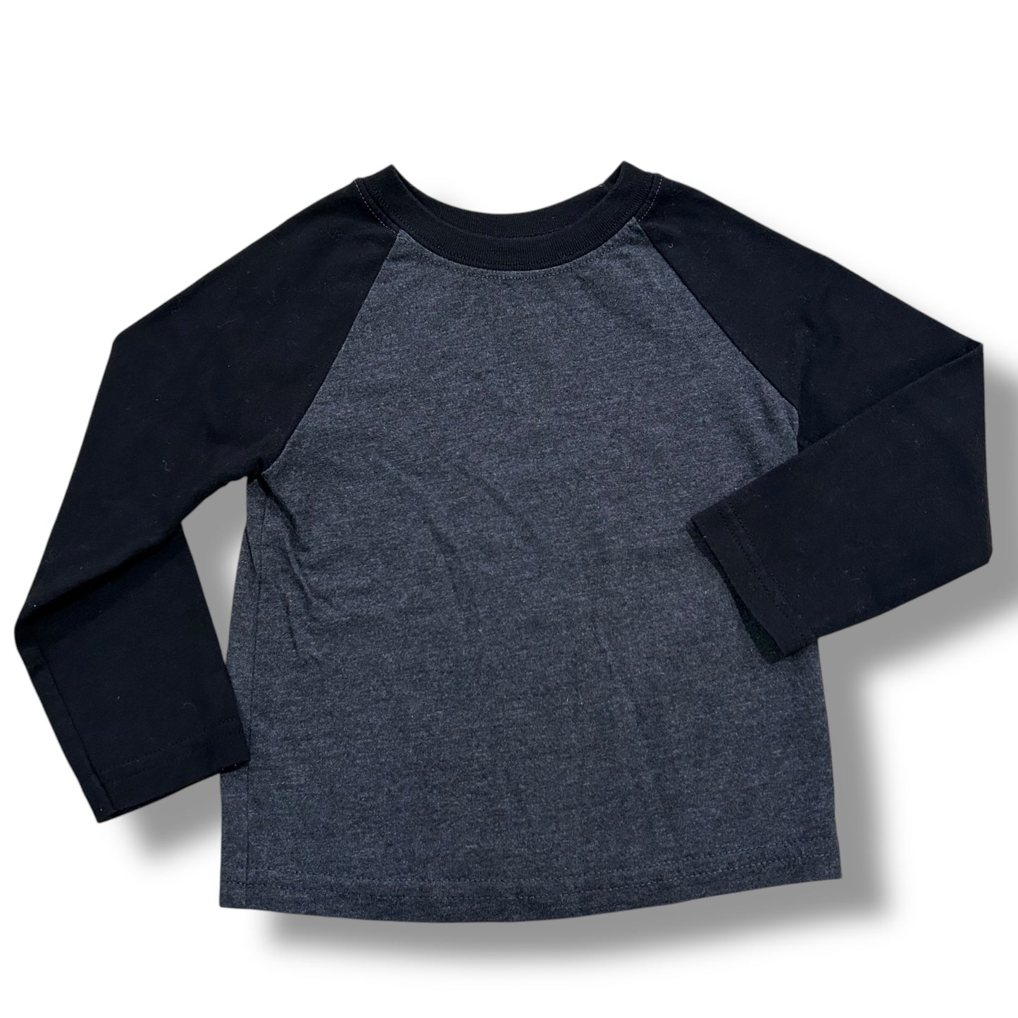 Boys Size 2T Toddler Shirt Gray & Black Long Sleeve Tee