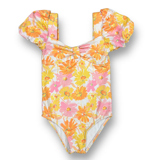 Girls Janie and Jack Size 4T Pink & Orange Floral Print Bathing Suit
