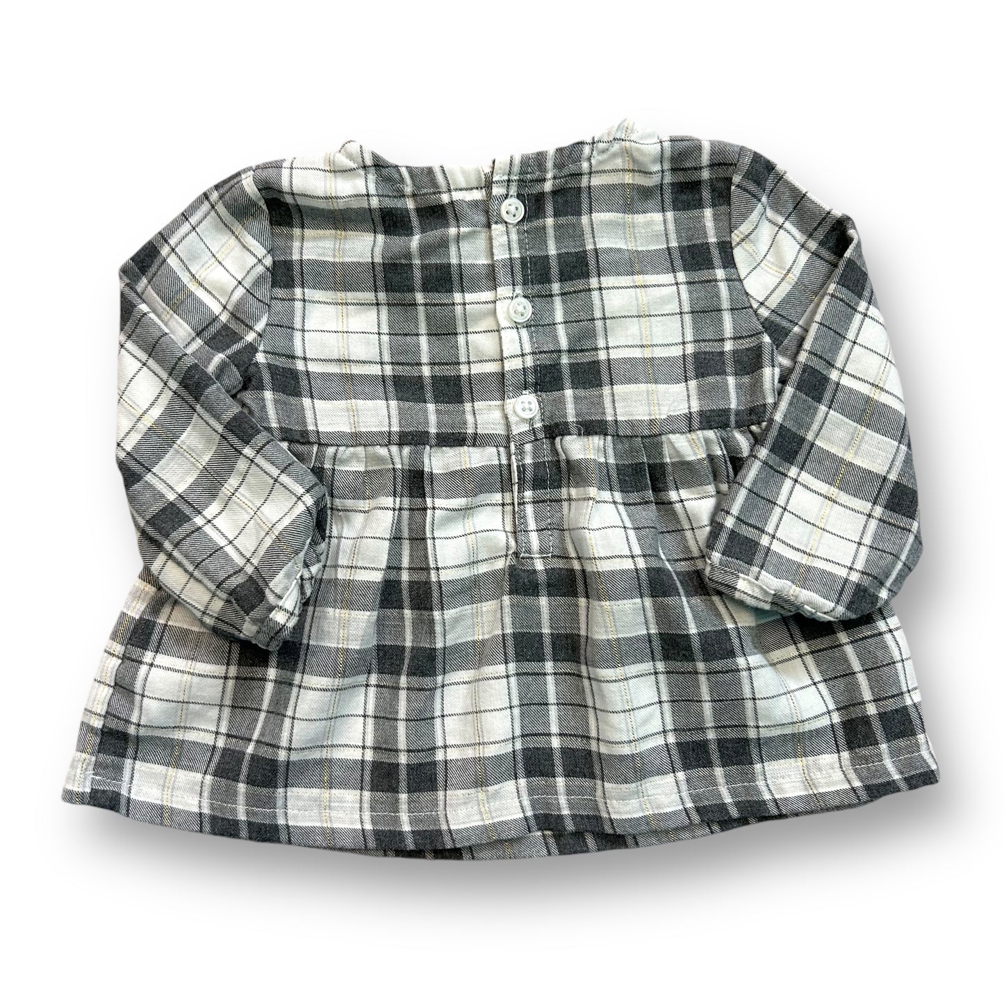 Girls Carter's Size 6 Months Gray & White Plaid Flannel Long Sleeve Dress