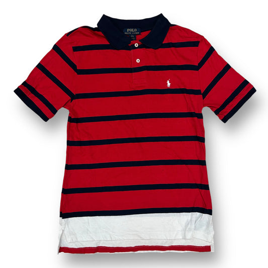 Boys Polo Ralph Lauren Size 14/16 YLG Red Striped Short Sleeve Polo Shirt