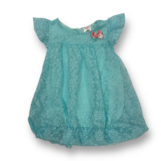 Girls Size 4 Aqua Blue Top Lacy Flutter Sleeve Babydoll Blouse