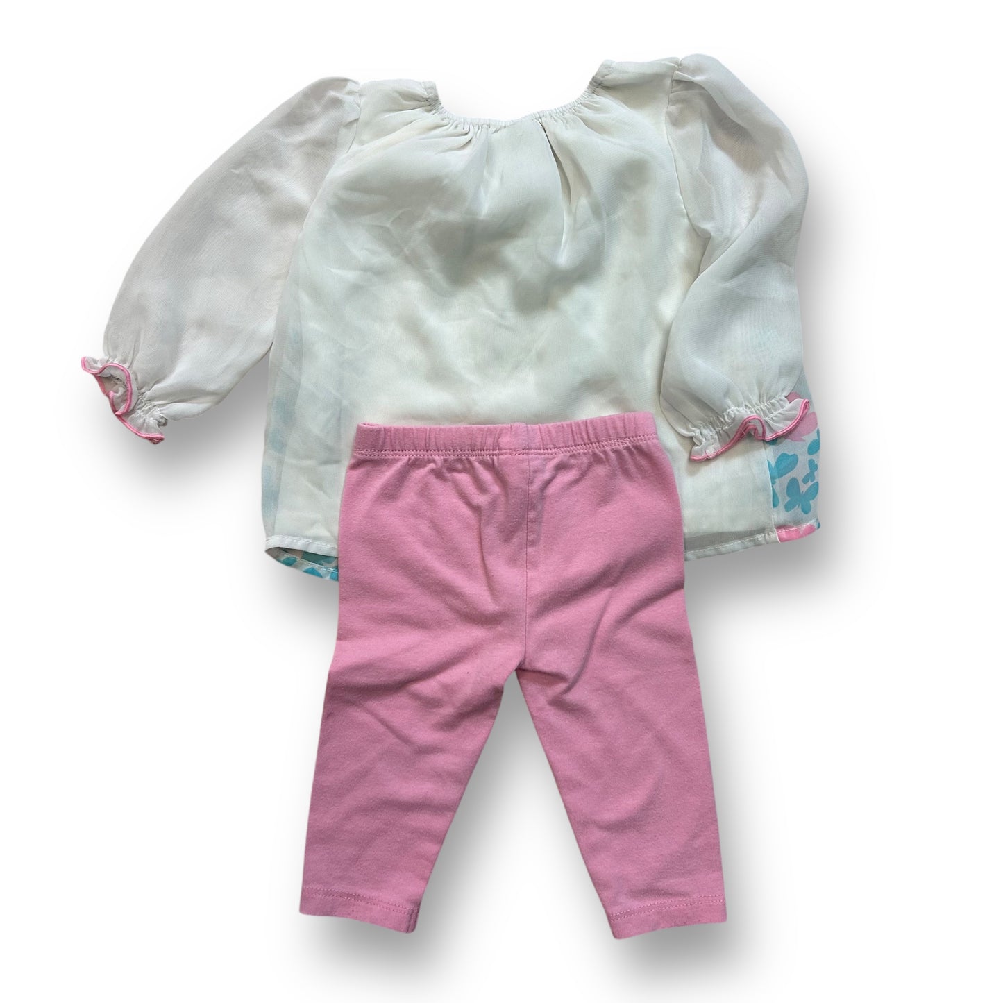 Baby Girl Size 3-6 Months Outfit Butterfly Blouse and Leggings Casual Pants Set