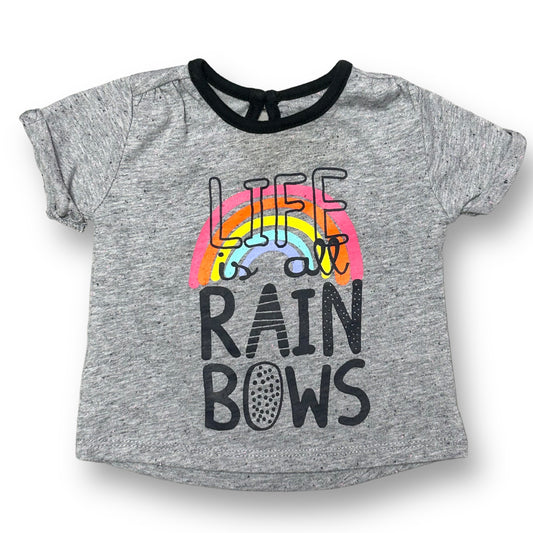 Girls Emily & Oliver Size 3-6 Months Medium Gray Rainbow Short Sleeve Shirt