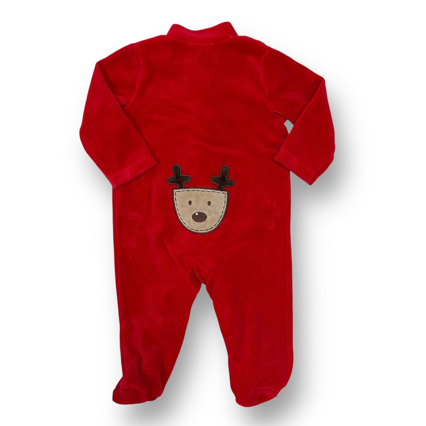 Baby's First Christmas Size 3-6 Months Red Velour Embroidered Footie Romper