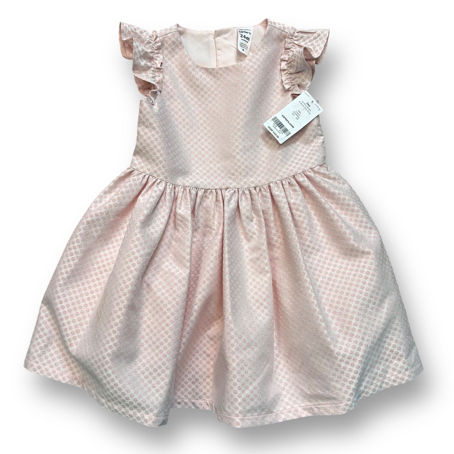 NEW! Carter's Girls Size 24 Months Short Sleeve Pale Pink Special Occasion Dress