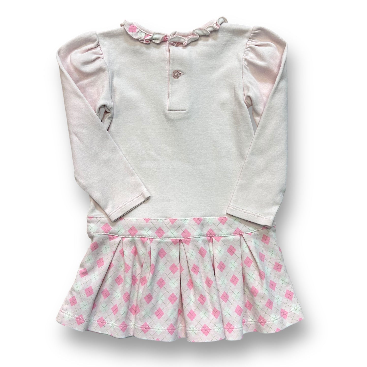 Hartstrings Girls 24 Months Dress Light Pink Embroidered Whale with Long Sleeves