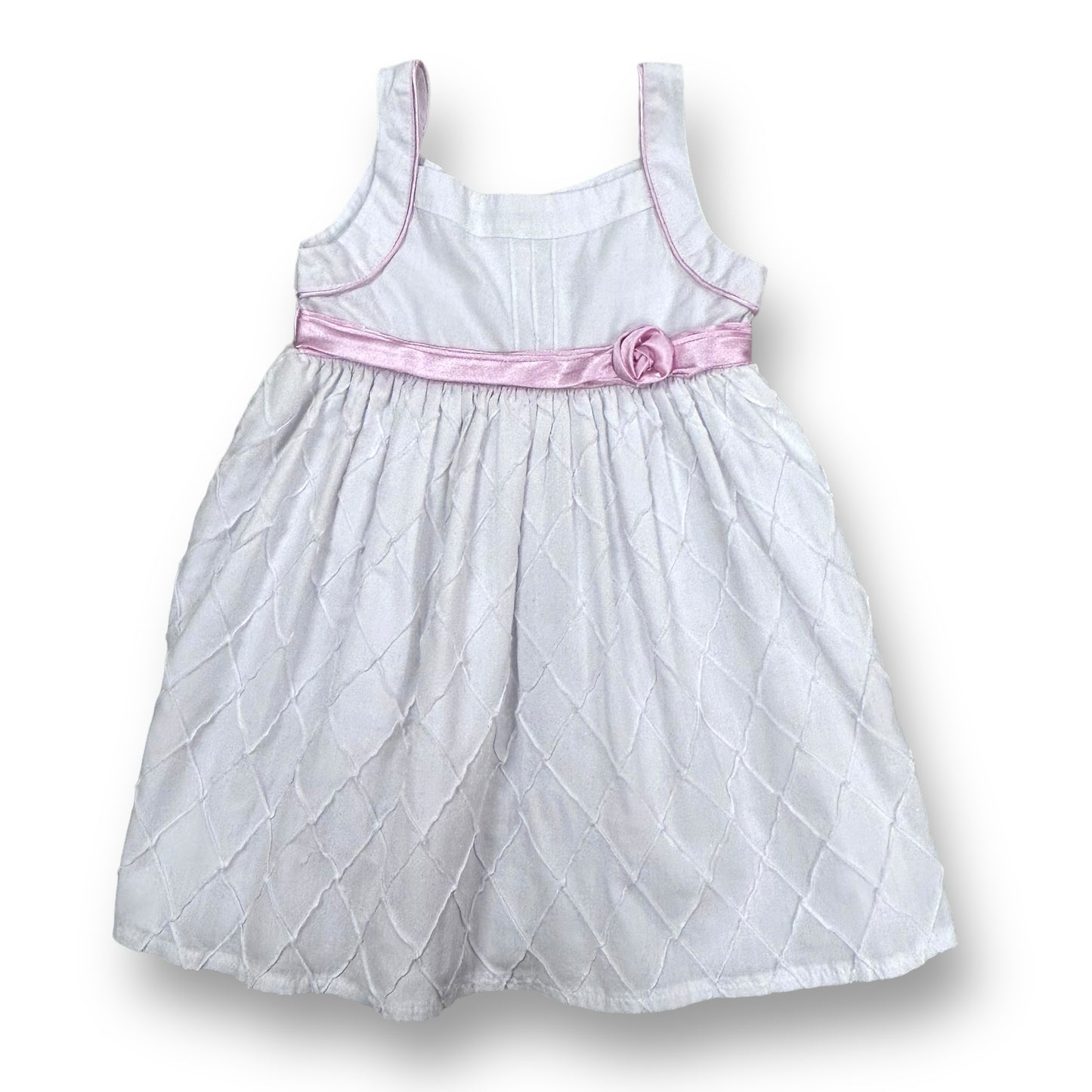 Girls Youngland Size 36 Months White & Pink Fancy Sleeveless Dress