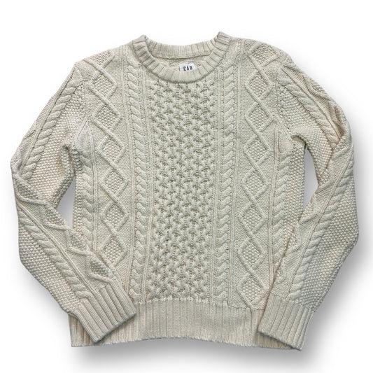 Boys Gap Size 10 L Ivory Cable Knit Midweight Sweater