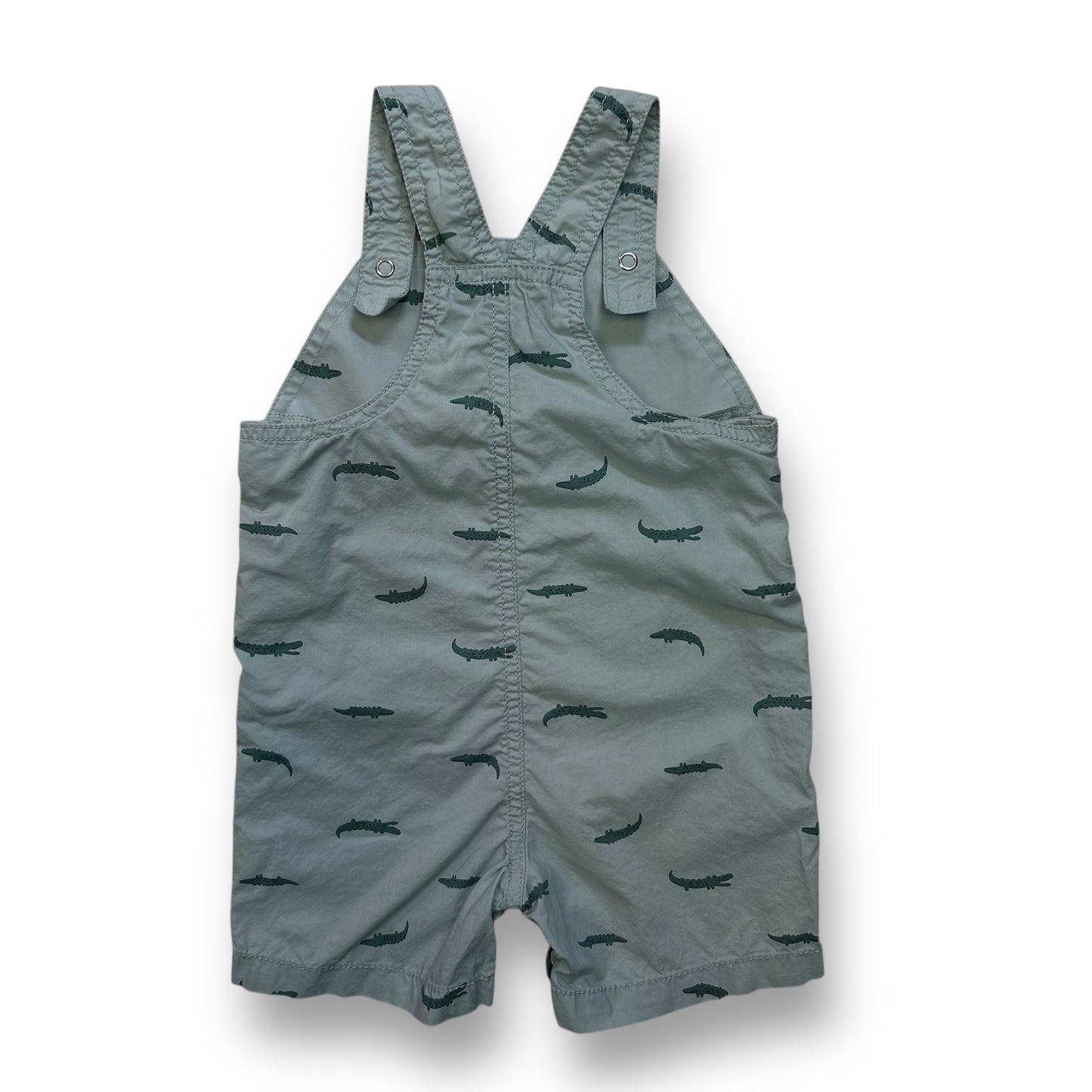 Carter's Boys Size 18 Months Sage Green Alligator Snap Bottom Overall Shorts