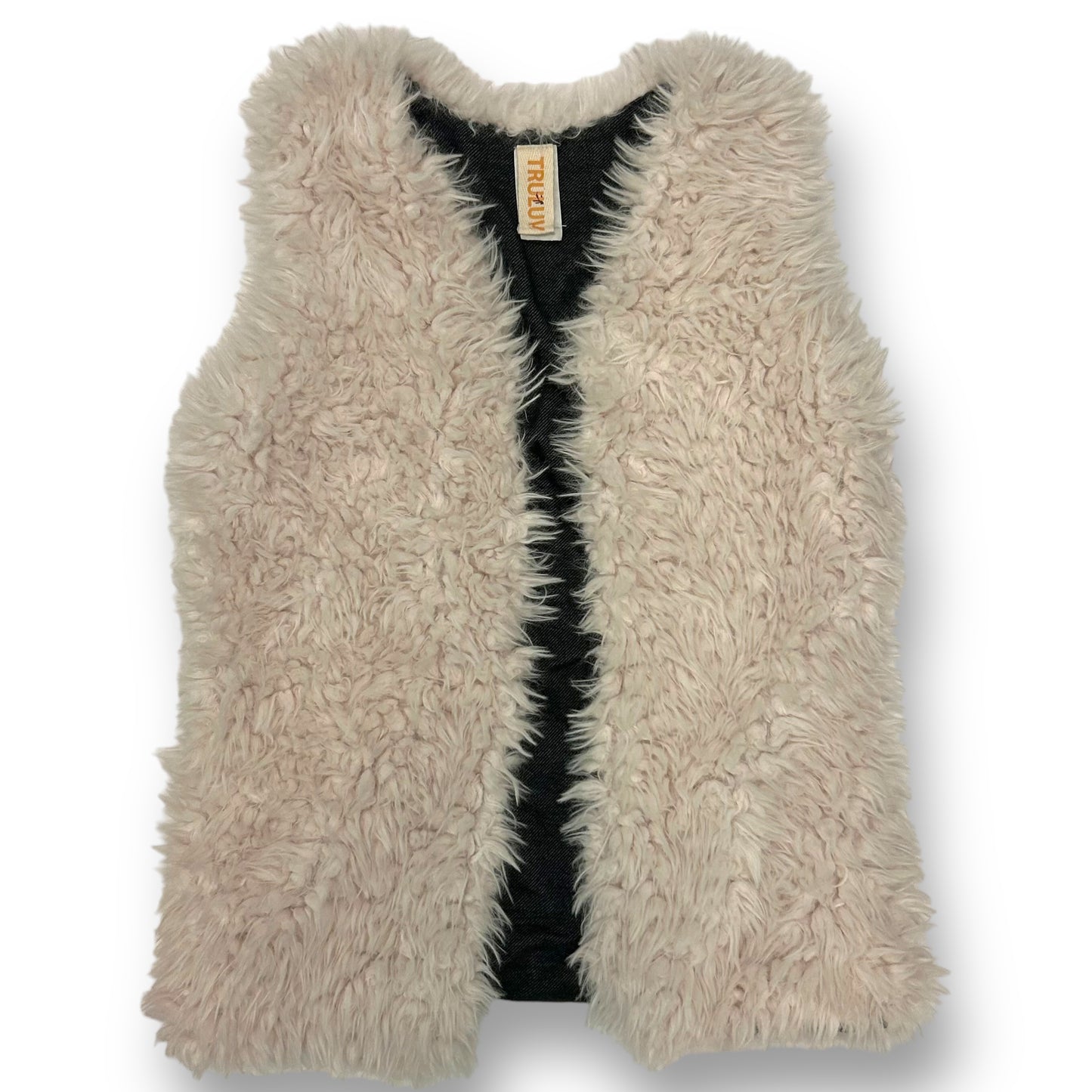 TruLuv Girls Size 10 Youth Medium Buttercream Ivory Open Front Faux Fur Vest